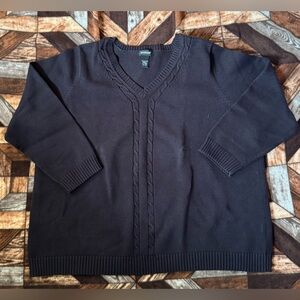 Avenue Women's Classic Black V-Neck Sweater